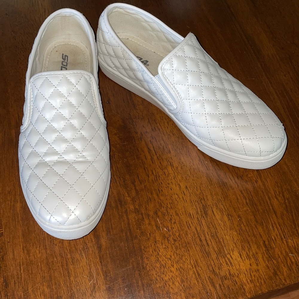 Ladies White Slip-Ons